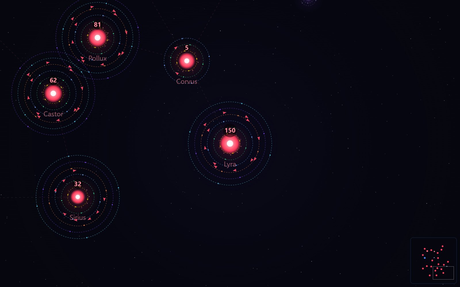 Close view of developed star systems with ships orbiting between structure rings